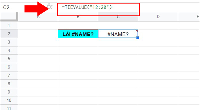 Lỗi #NAME? do sai t&ecirc;n h&agrave;m